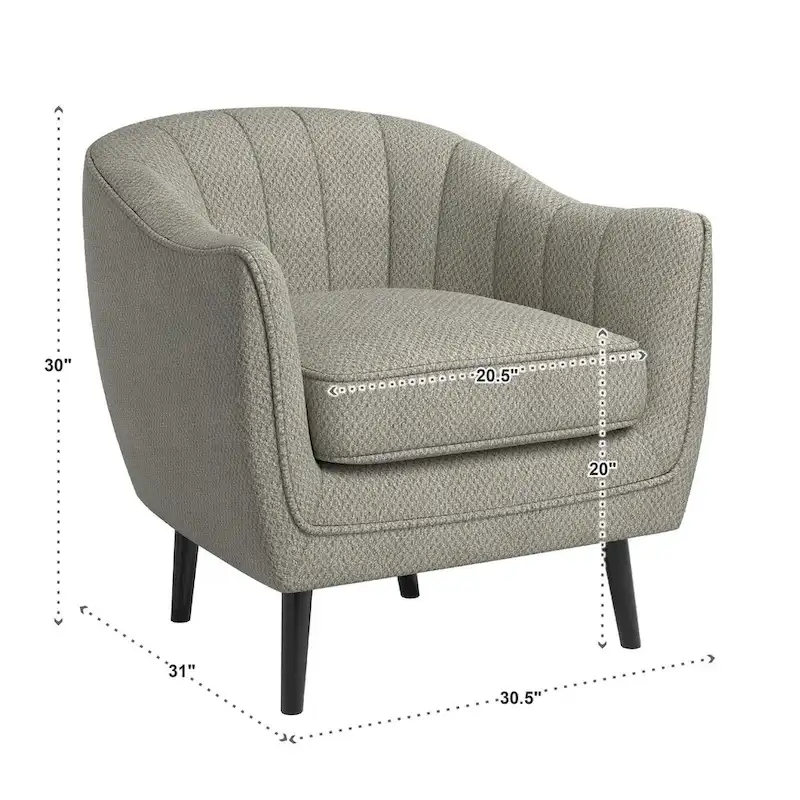Neath Mid-Century Channel-Tufted Accent Chair with Removable Cushion Cover by iNSPIRE Q Classic