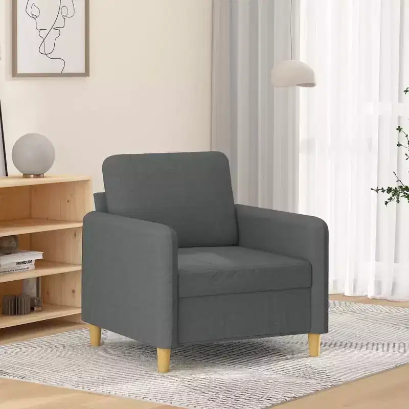 Upholstered Single Sofa Armchair for Living Room, Fabric Dark Gray, 23.6