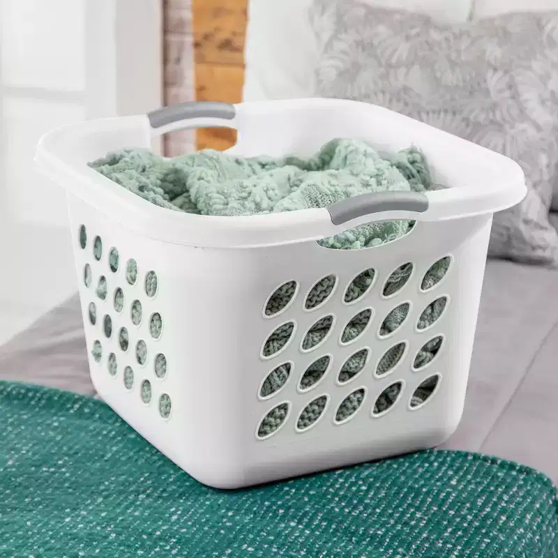 1.5 Bushel Square Laundry Basket with Handles, White - 8 Pack