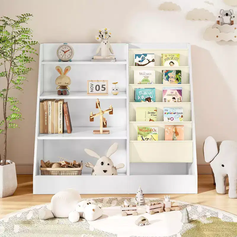 4-Tier Kids Bookshelf & Toy Storage Organizer for Playroom & Bedroom