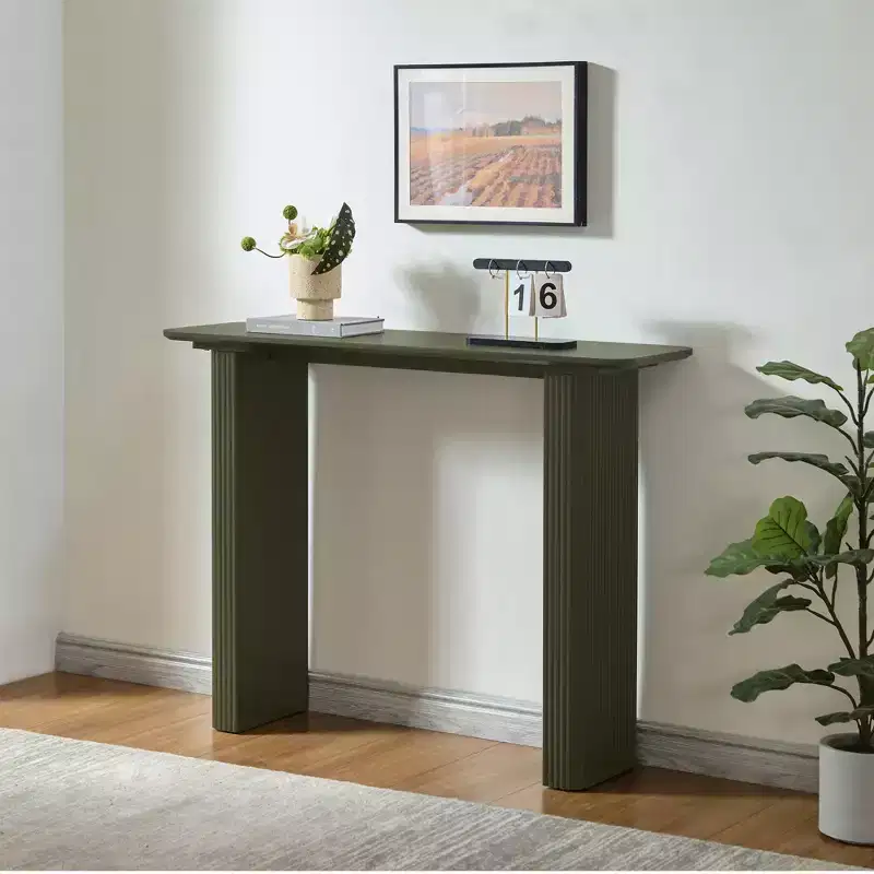 Kings Brand Furniture Console Table Narrow Fluted Rectangle Modern Sofa Table for Entryway Hallway Living Room Foyer