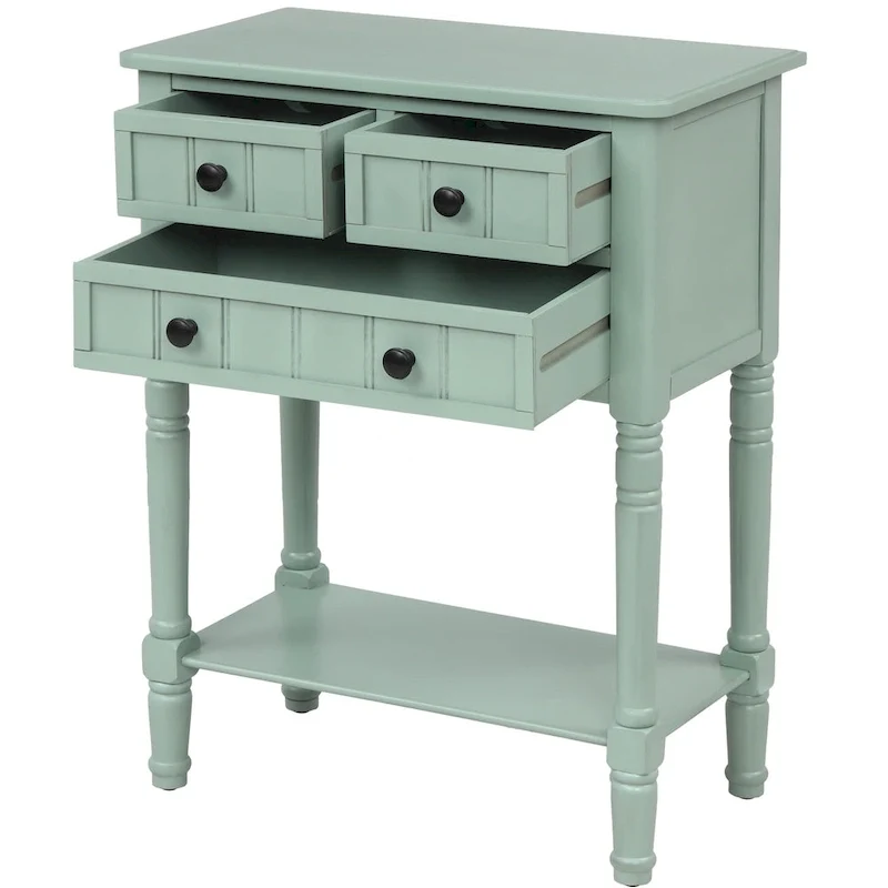 3-Drawer Console Table with Bottom Shelf