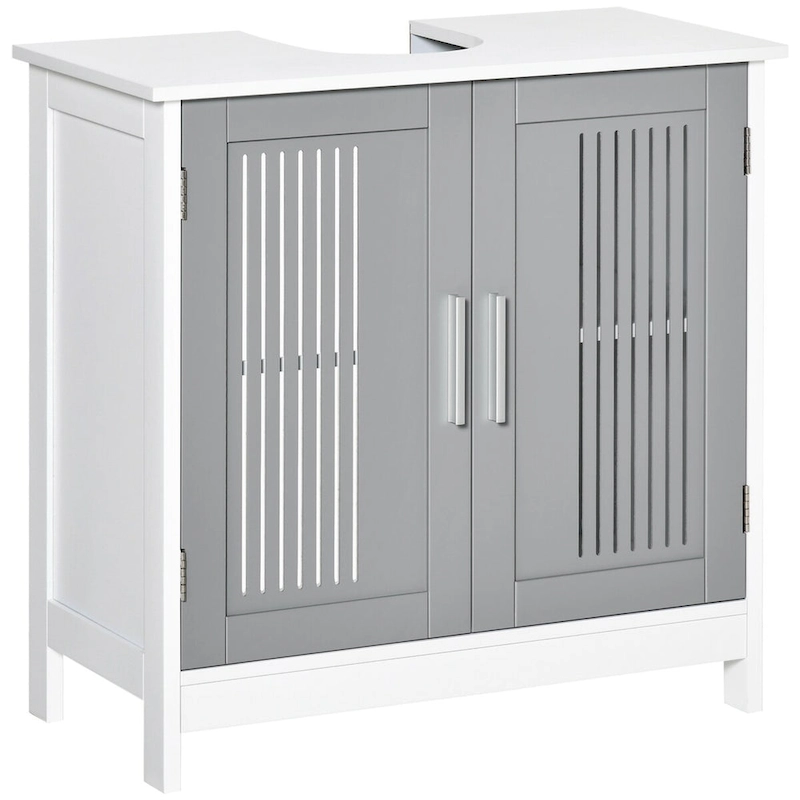 Under Sink Cabinet with 2 Doors, Pedestal Under Sink Bathroom Cupboard, Bathroom Vanity Cabinet with Adjustable Shelves