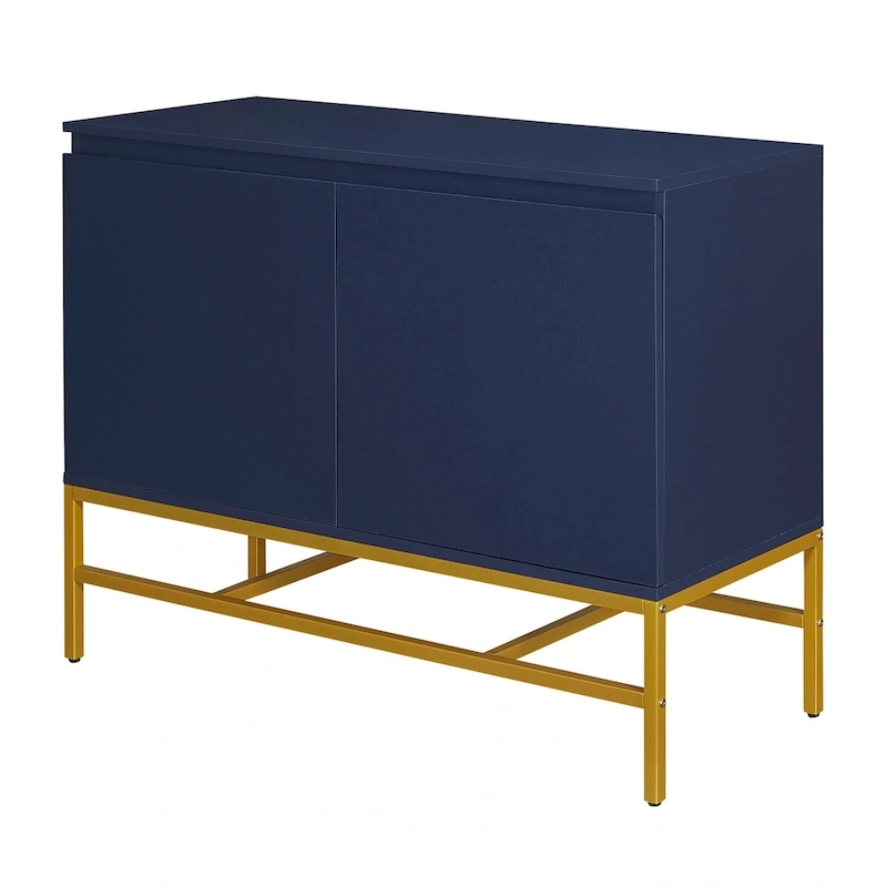 Minimalist & Luxury Cabinet Two Door Sideboard with Gold Metal Legs for Living Room, Dining Room