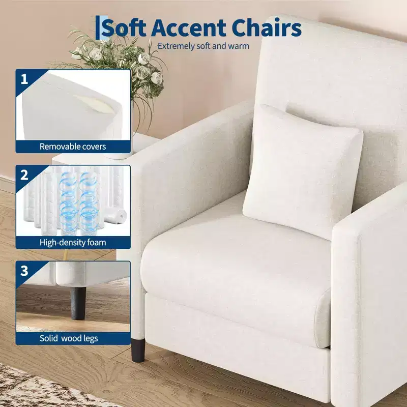 Lounge Sofa  A modern single upholstered chair suitable for living room or bedroom, featuring a mid-century wooden frame, comfortable and compact.