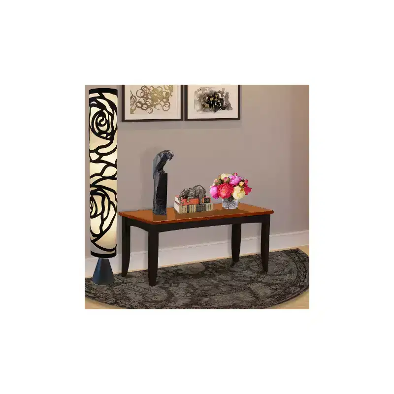 HomeStock Dining Room Bench with Solid Wood Seat, 52x15x17 Inch, Black