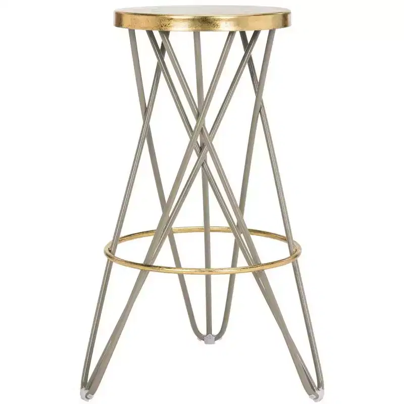 Gold Leaf Bar Stool, White & Gold