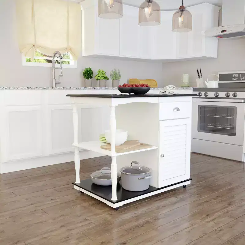 Muxlow Rolling Kitchen Island with Storage - White - SEI