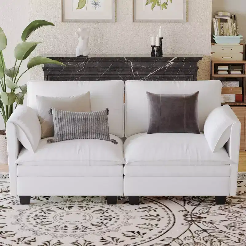 Christopher Knight Home Meroy Mid Century Modern 74.27'' Loveseat Sofa with Side Pocket