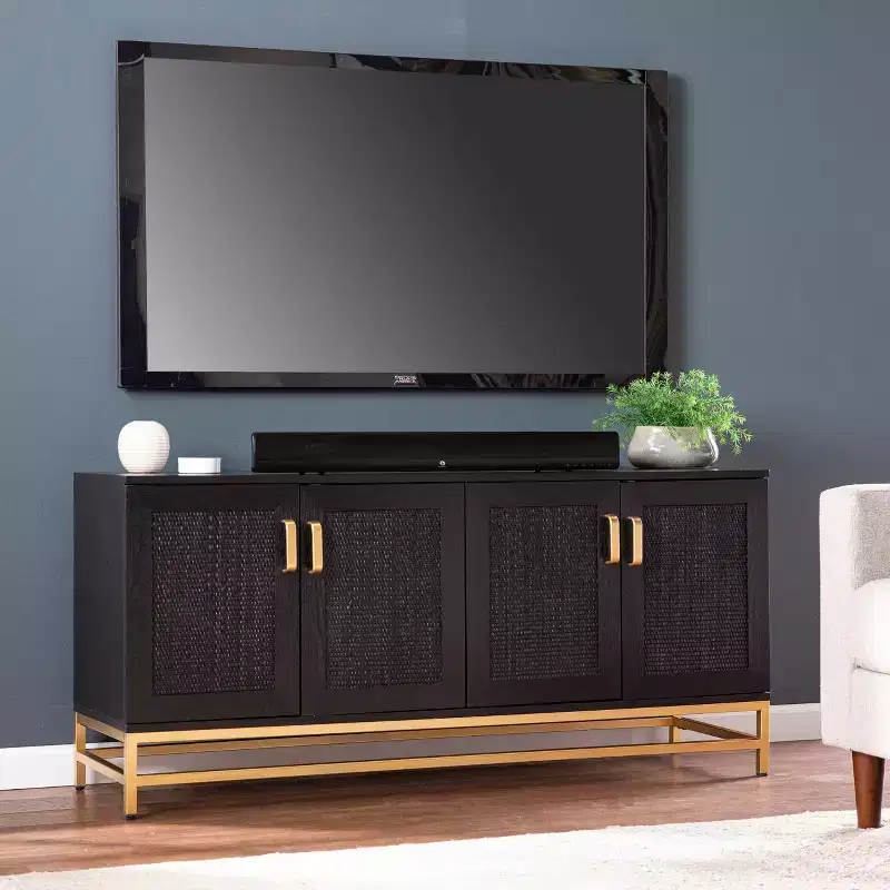 Rolliston Contemporary 4-Door Media Console - Black - SEI