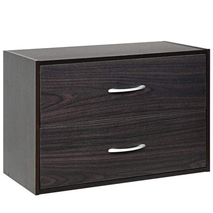 2-Drawer Stackable Storage Cabinet with Handles