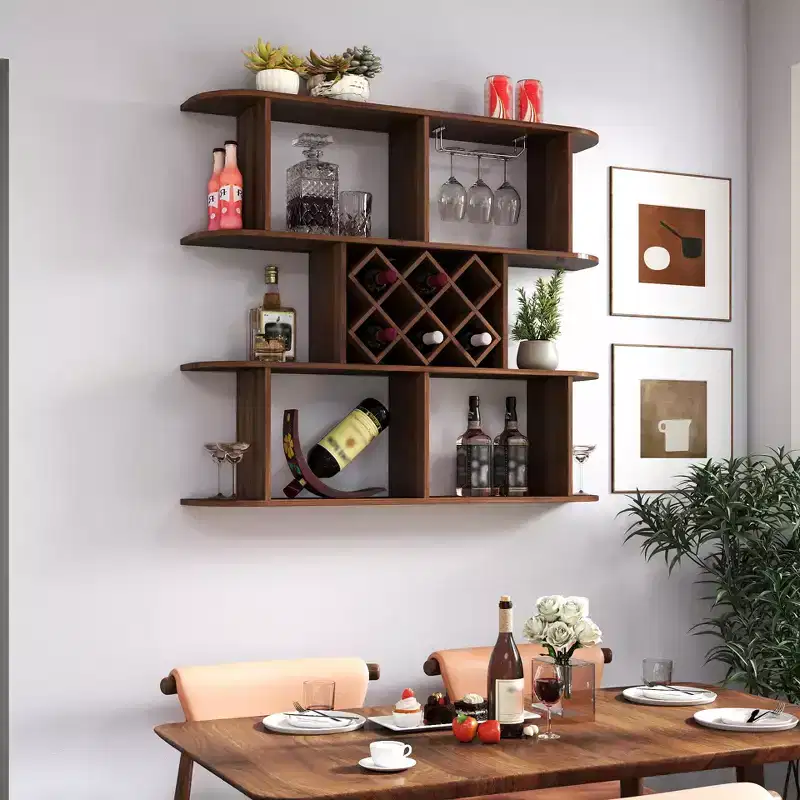 CuisinSmart Wall Mounted Wine Rack, 3-Tier Large Capacity Hanging Bar Shelf Wine Glass Holder Wine Bottle Display Shelf for Kitchen Dining Room Decor