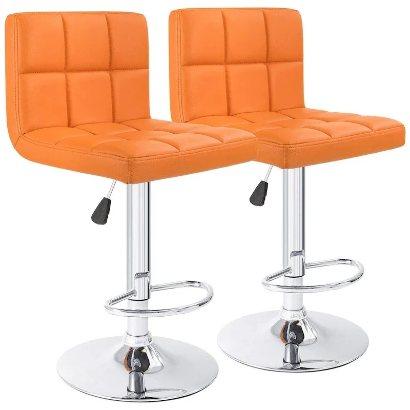 Adjustable Swivel Bar Stools Set of 2, PU Leather Armless Counter Height Chairs