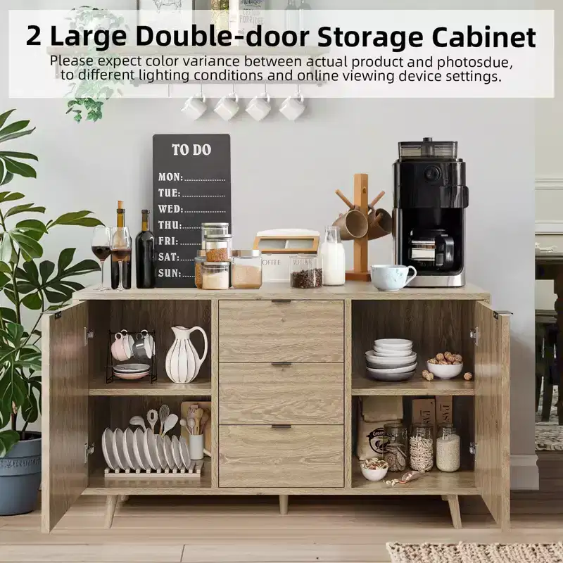 47.2 Buffet Cabinet with Storage, Sideboard Storage Cabinet with 3 Drawers and 2 Doors,Credenza