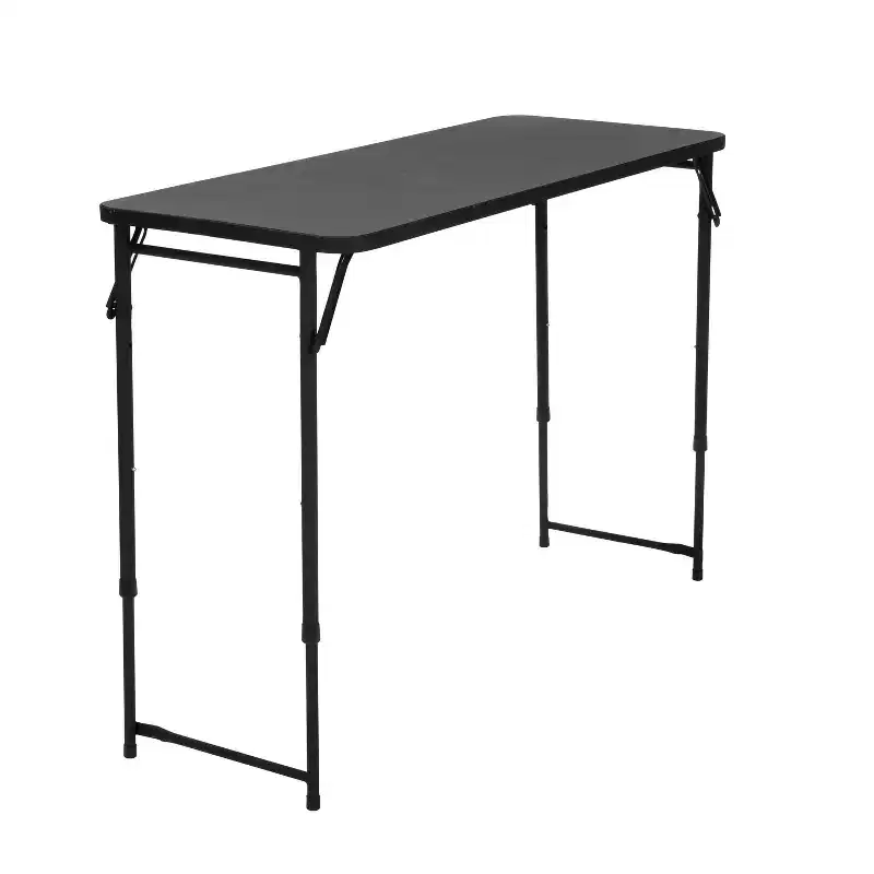 COSCO 20 x 48 Adjustable Height Folding Resin Utility Table, Black