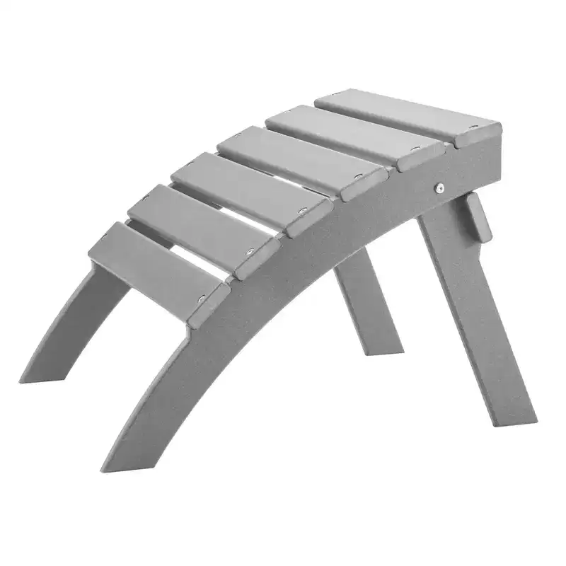 VEVOR Adirondack Ottoman, 21.5L x 18.9W x 14.8H Inch HDPE Plastic Folding Adirondack Ottoman, Weather-Resistant Foot Rest for Adirondack Chair, Gray