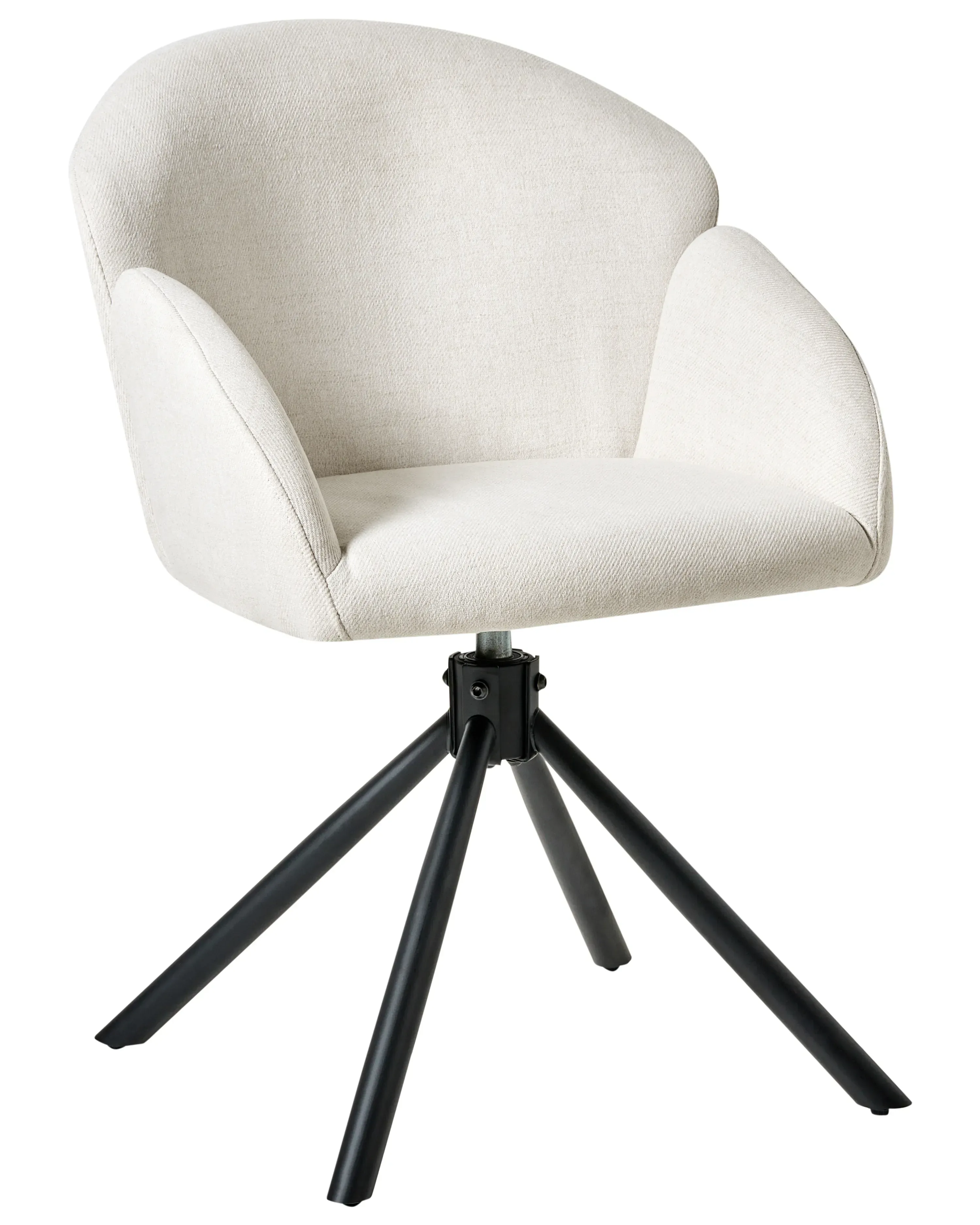 Set di 2 sedie da pranzo Tessuto Bianco sporco girevoli con braccioli