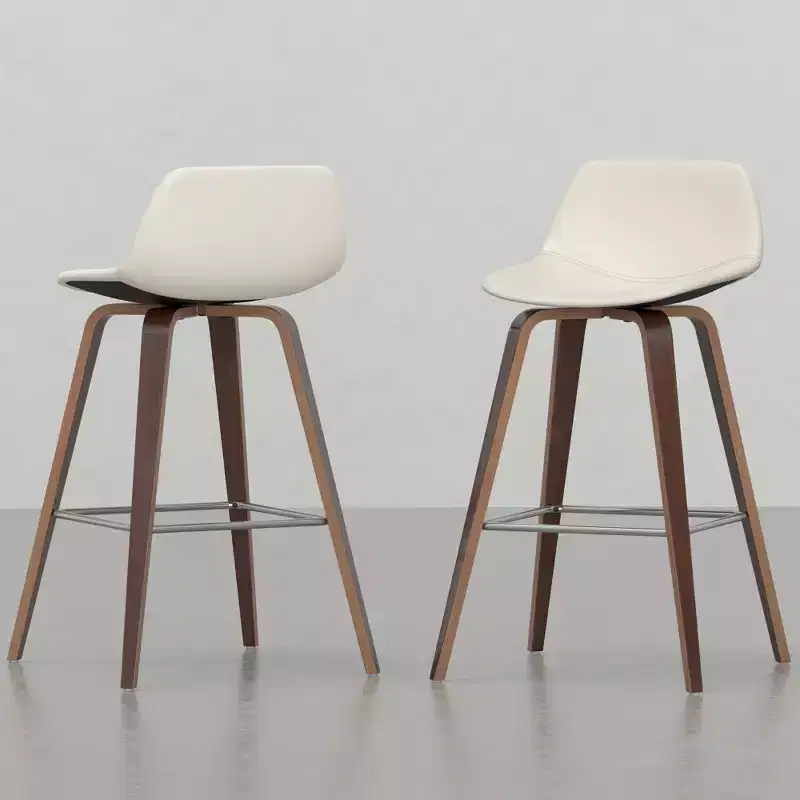 Okak Bentwood Counter Stools Set of 2, Classic Harvard Design Bar Height Stools with Curved Wood Frame, Timeless Seating for Kitchen Island