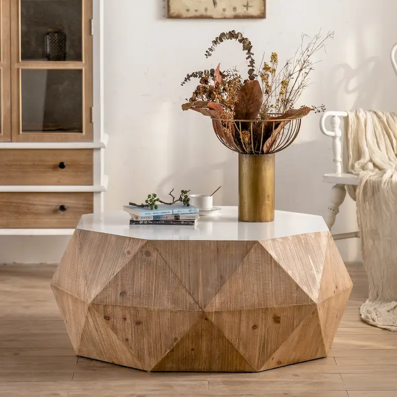 Three-dimensional Embossed Pattern Design American Retro Style Coffee Table