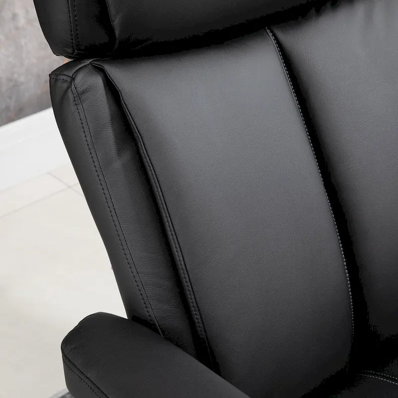 HOMCOM Recliner Chair with Ottoman, 360 Swivel Reclining Chair with Wood Base and Matching Footrest, Black