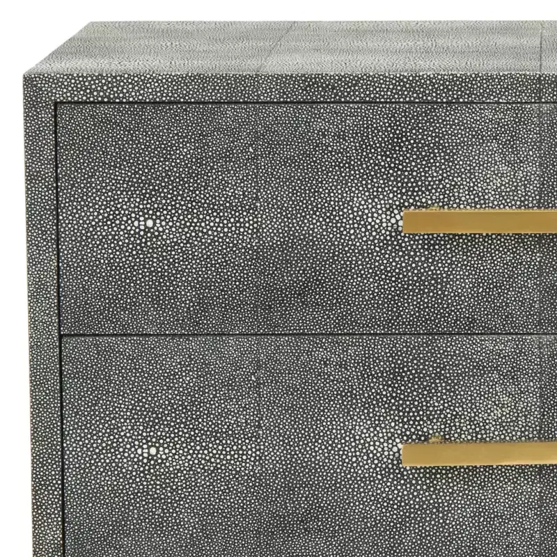 Faux Shagreen End Table – Black