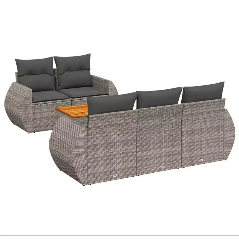 vidaXL 6 Piece Patio Sofa Set with Cushions Poly Rattan