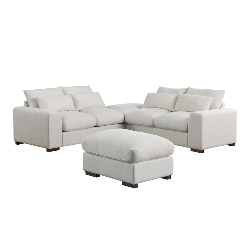 Tatman Linen Blend Sectional with Two Ottomans - 123.24W x 37.8D x 34.25H