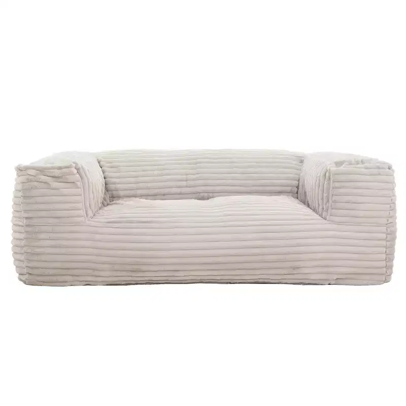 Taupe Corduroy Foam Bean Bag Sofa