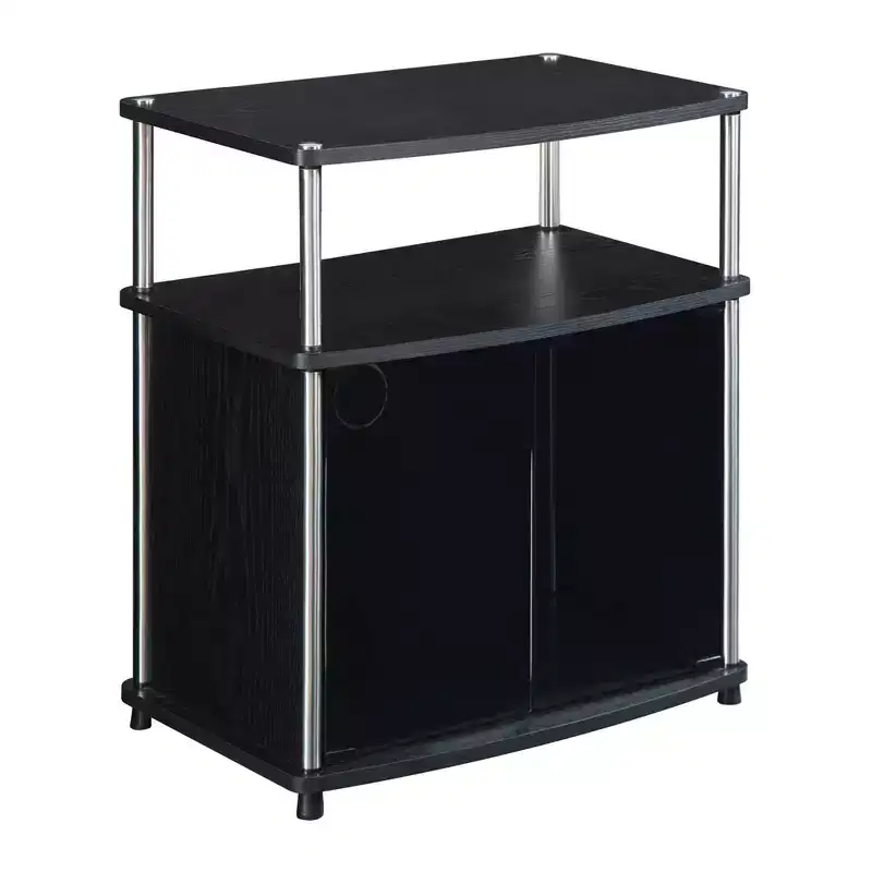Designs2Go TV Stand for TVs up to 25 with Black Glass Storage Cabinet and Shelf - Breighton Home