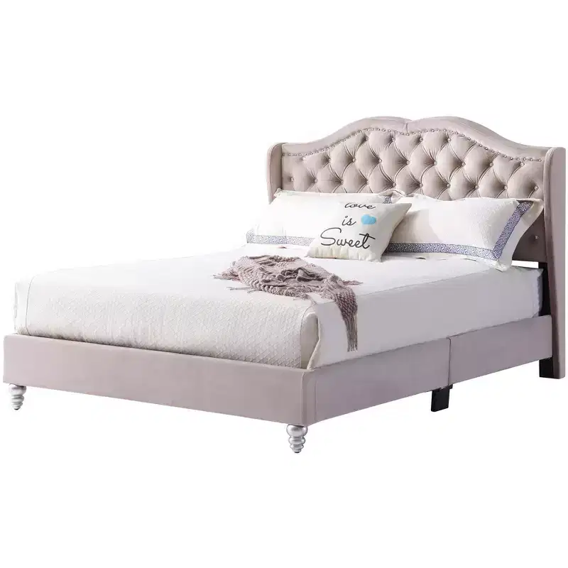 Passion Furniture Joy Jewel Jewel Tufted Queen Panel Bed