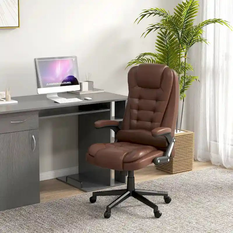 High Back Vibration Massage Office Chair with 6 Vibration Points, Beige