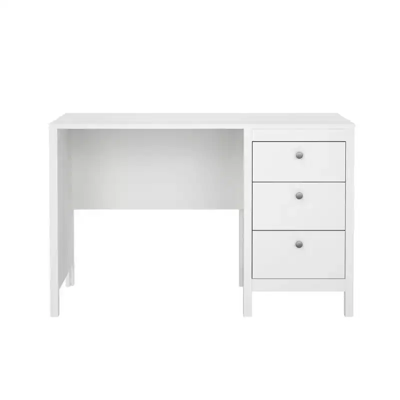 Tvilum, Madrid Home Office Writing Desk with 3 Storage Drawers, White