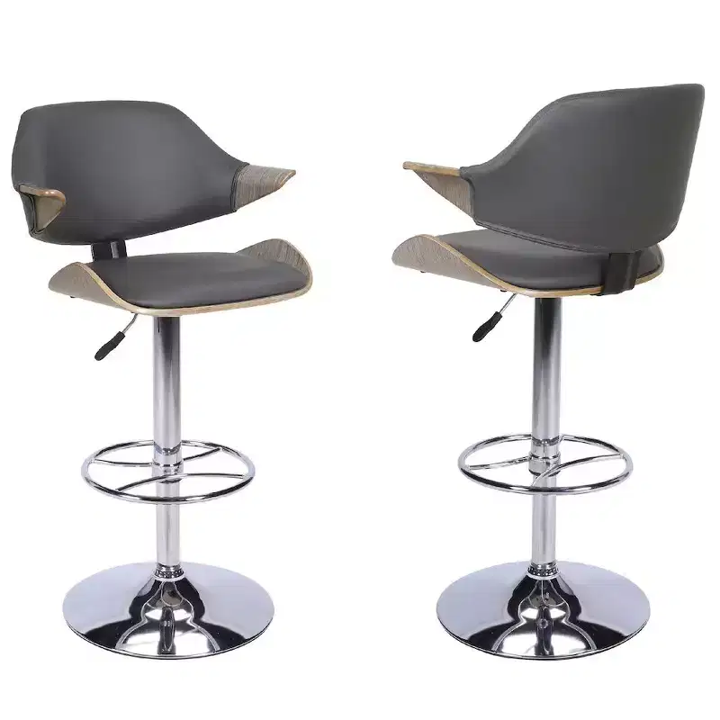 Curved Back Pneumatic Adjustable Bar Stool, Height-Adjustable Swivel Seat