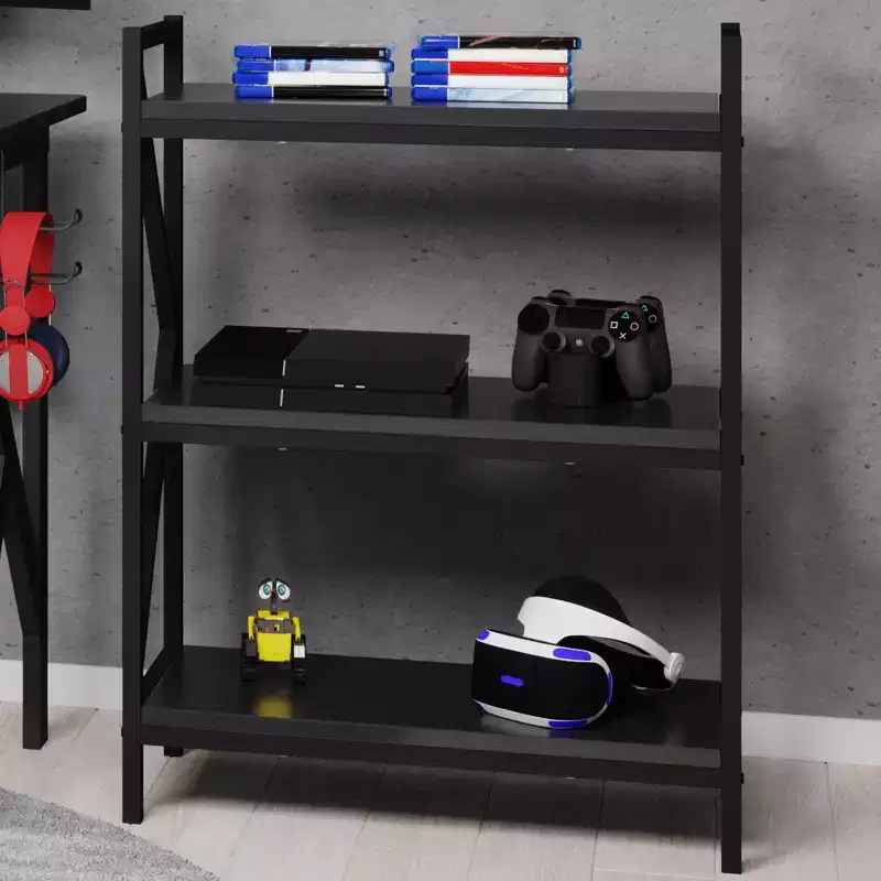 3-Tier Bookcase  Console Table or Storage Shelf, Black