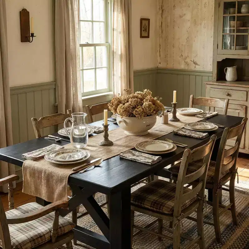 71 Farmhouse Dining Table for 6-8, Rectangular Wooden Kitchen Table with a Sturdy Trestle Base for Family Gatherings