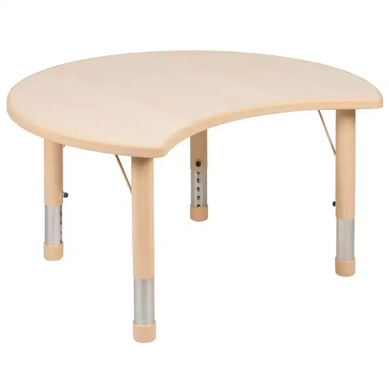 Flash Furniture 25.125W x 35.5L Crescent Natural Plastic Height Adjustable Activity Table