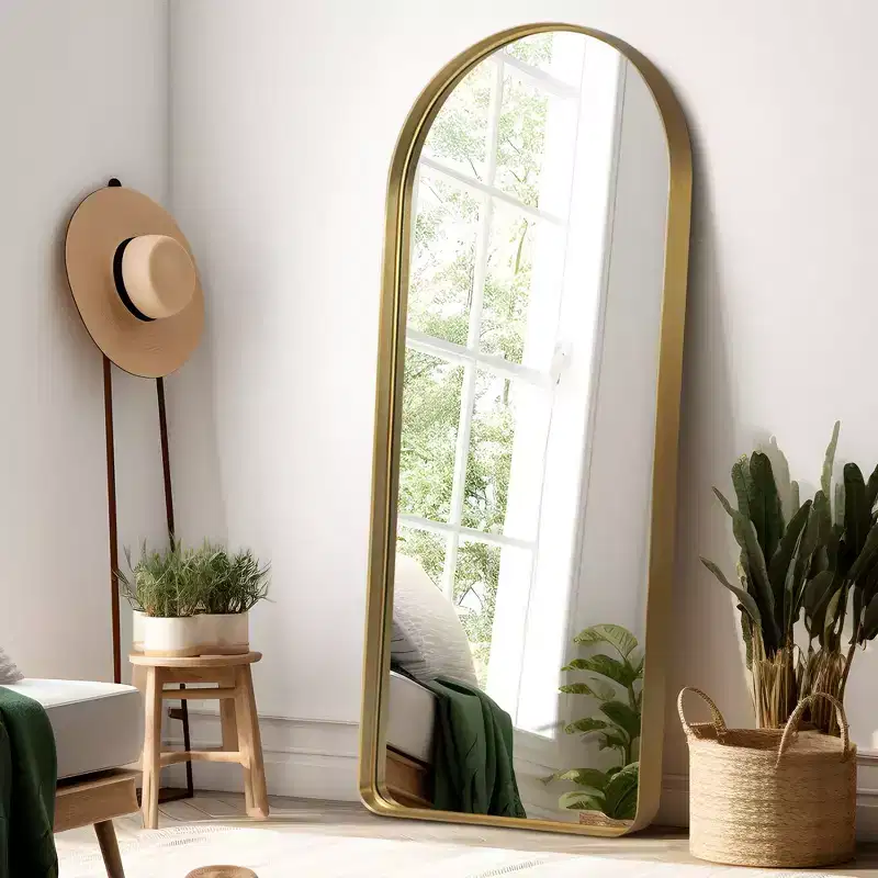 Dovelina Metal Framed Arched Wall Mirror Full Length Mirror Leaning Mirror Large Mirror