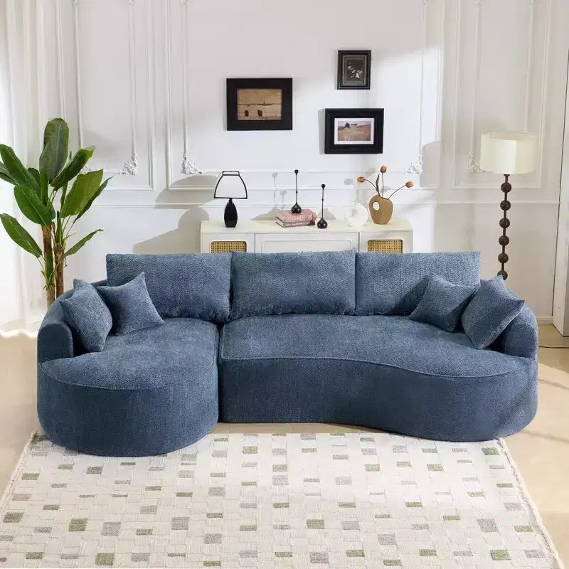 Clihome High-Resilience Chenille Boneless Sofa - 124.5 Modern Compressed Couch for Living Room