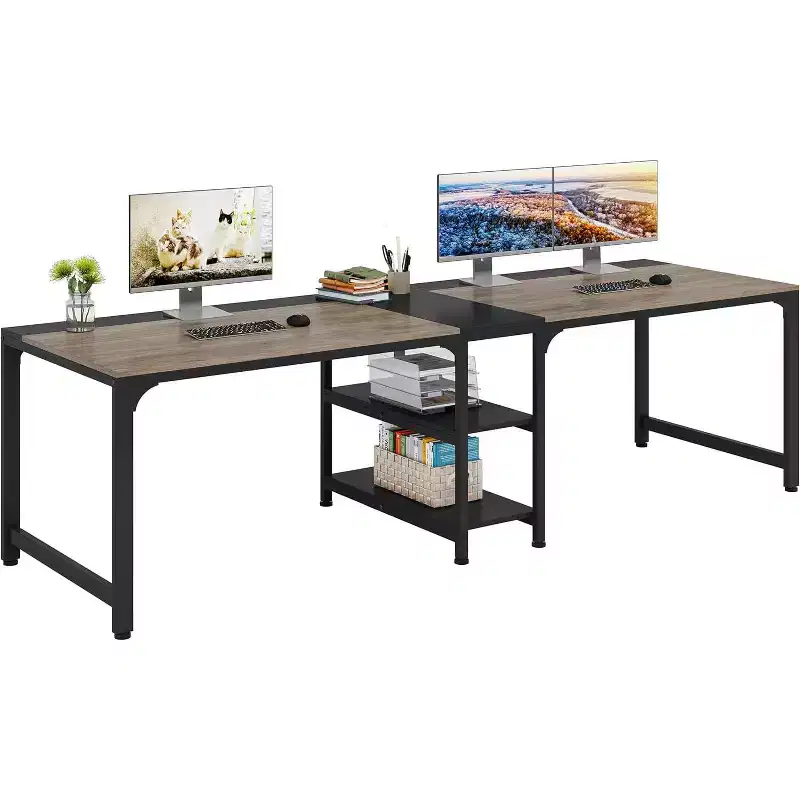 Lantine 90.5 Inch Large Double Home Office Computer Desk Two Person Study Table