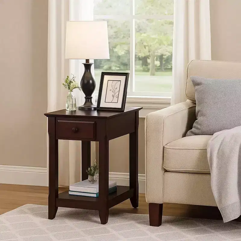Royal Hampton Table with 1 Drawer and Bottom Shelf, Brown