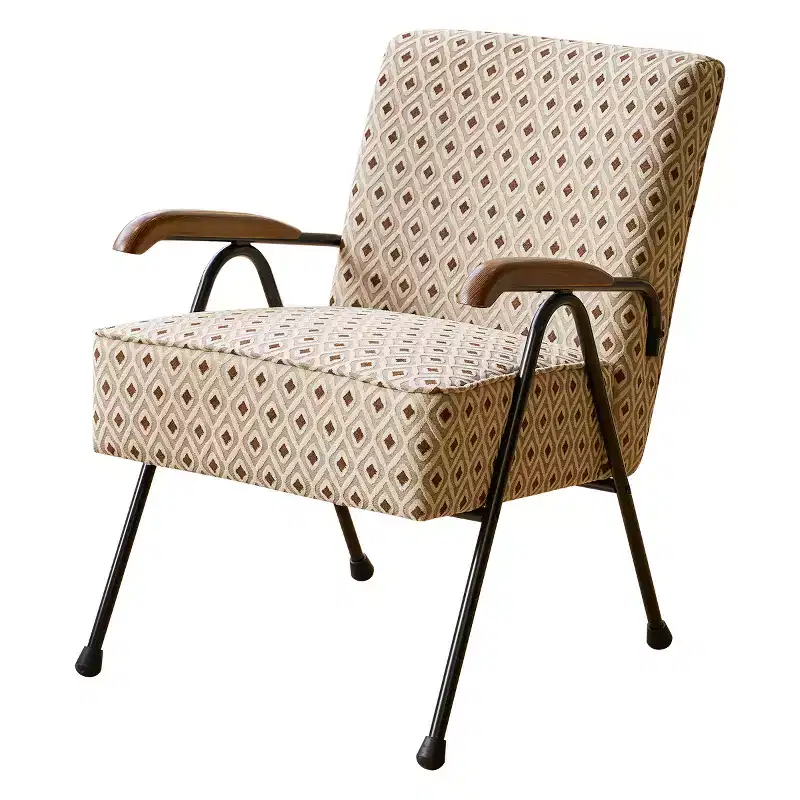 Teeri Modern Upholstered Armchair with Metal Legs and Thick Cushion