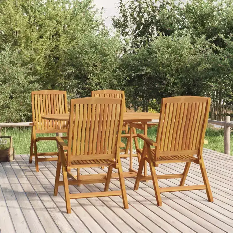 vidaXL Garden Dining Set Natural Teak Solid Teak Wood Medium Foldable