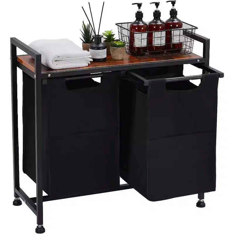 Laundry Hamper with Shelf, Laundry Basket 4 Section, Laundry Sorter, Cloest Storage and Organization, Clothes hamper with Table for Bathroom, Bedroom