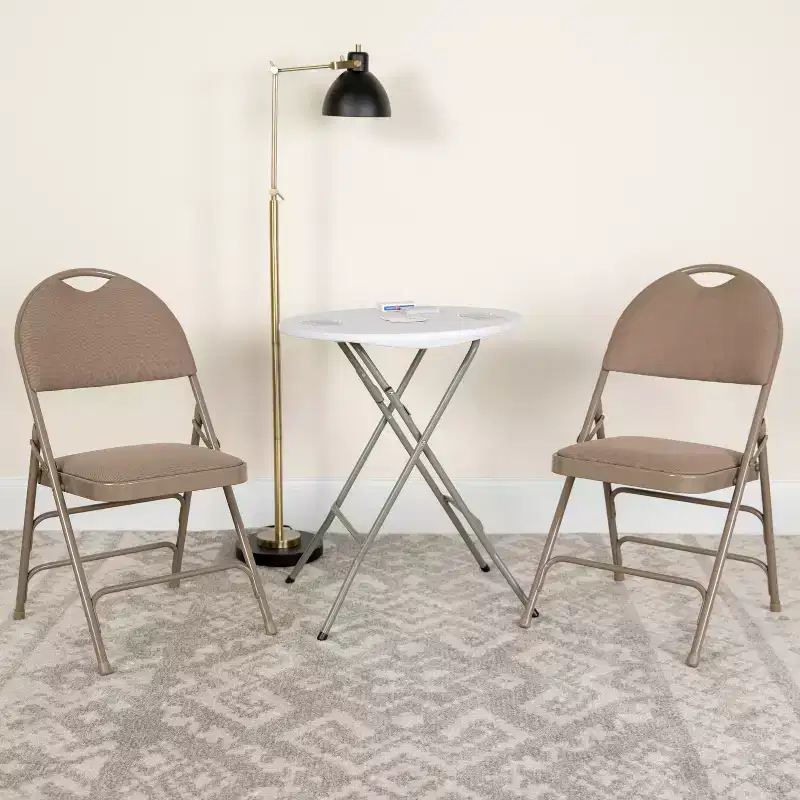 Extra Large Ultra-Premium Triple Braced Metal Folding Chair with Easy-Carry Handle