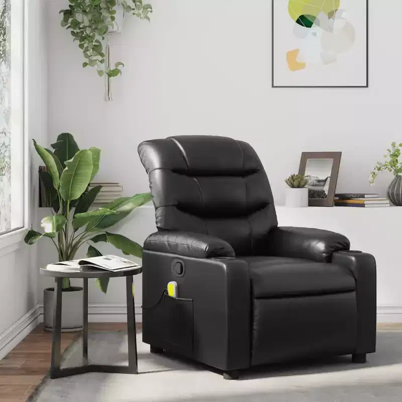 vidaXL Massage Recliner Chair Black Faux Leather