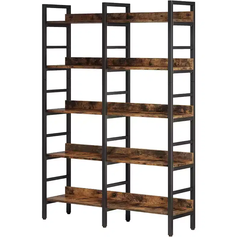 Tribesigns 5-Tier Bookcase, 70.87 Etagere Double Wide Bookshelf, Wood Book Shelving Unit