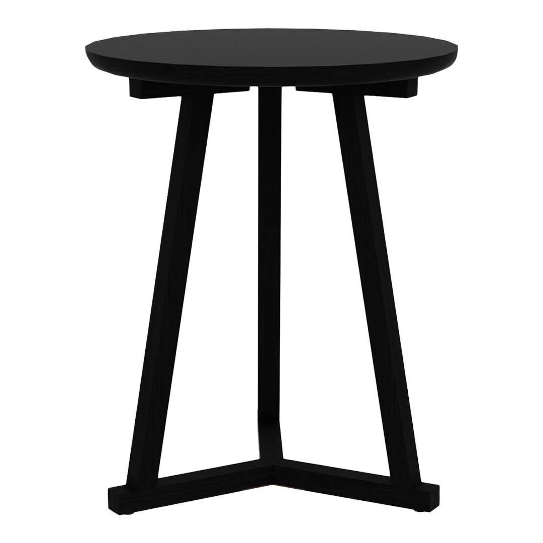 Contemporary Wood Tripod Side Table with Light Versatile Design for Living Room or Bedroom
