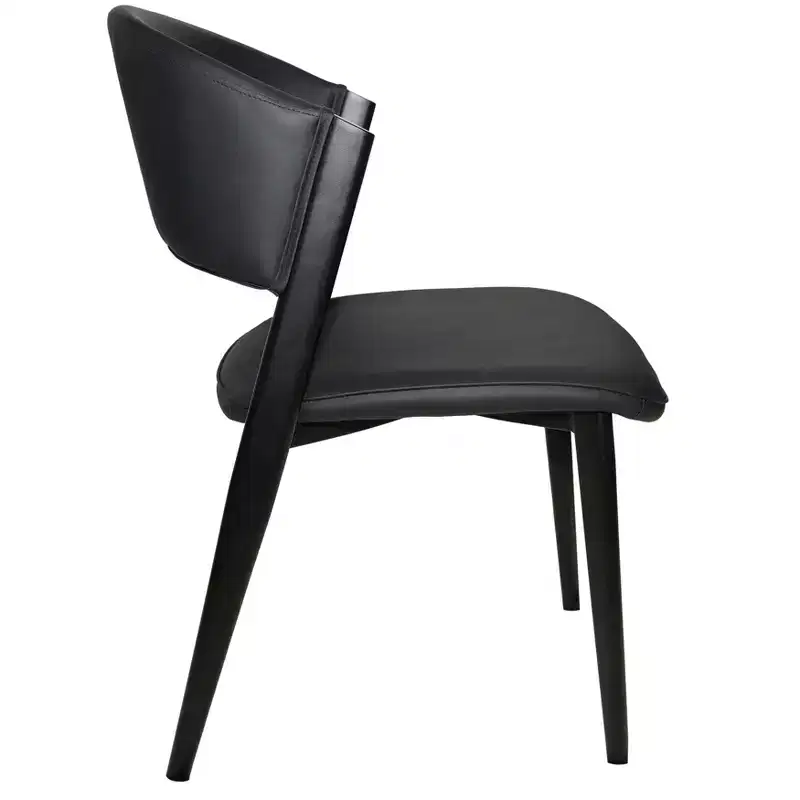 LeisureMod Aspen Series Upholstered Dining Chair in Leather Seats with Black Iron Frame and Legs, Modern Kitchen, Dining Room, Cafe Seating