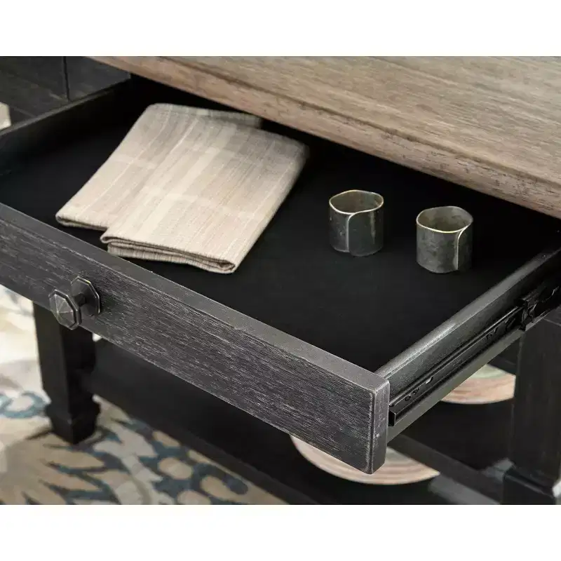Rectangular Dining Table with Two-Tone Finish – Seats 6