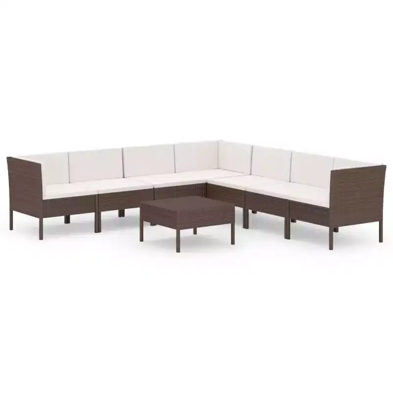 vidaXL Garden Lounge Set Brown, Cream White